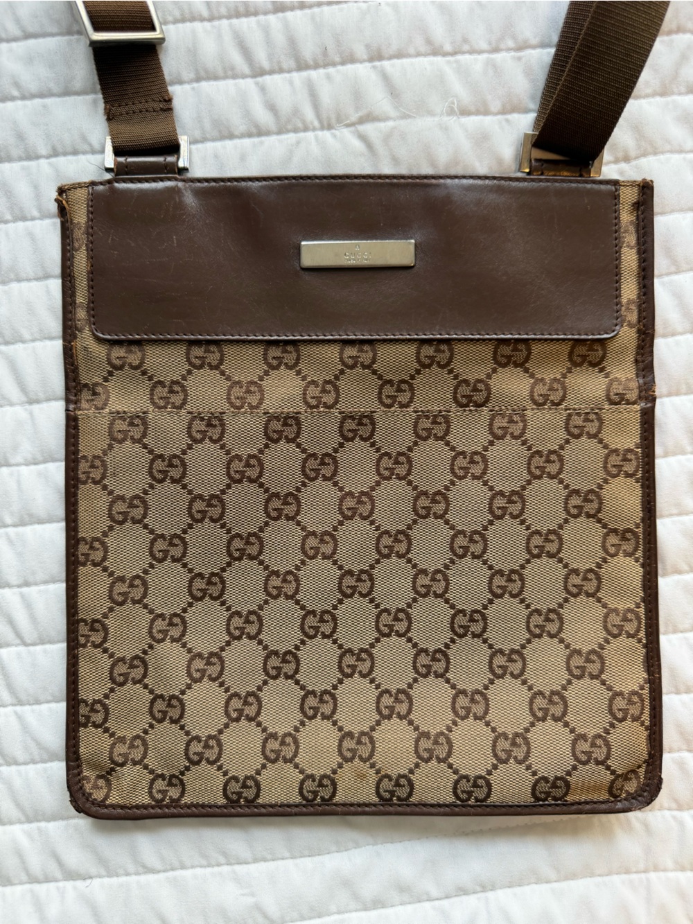 Gucci Brown and Beige GG Canvas Crossbody Belt Bag